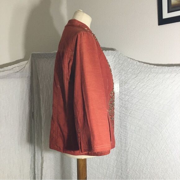 Coldwater Creek NWT Orange Embellished Blazer Size 16 - Picture 2 of 14